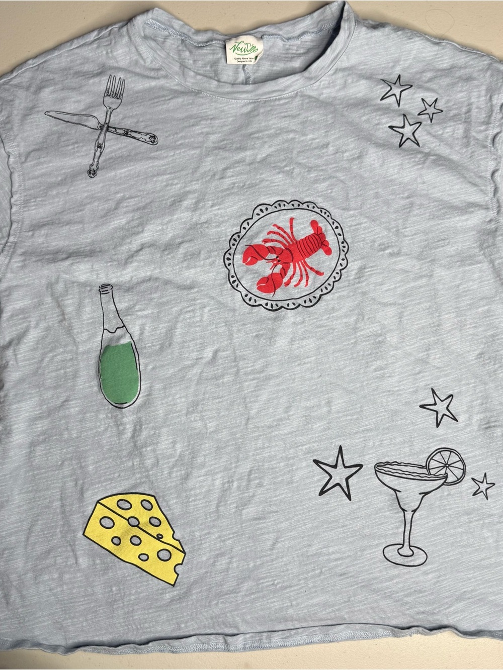 New In Women’s Large Blue Food Cocktail Graphic Slub T-Shirt